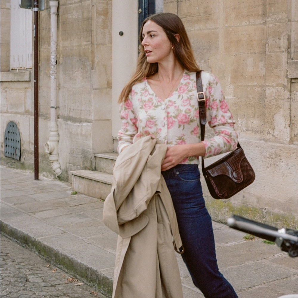 Rouje Sue cardigan in pink rose floral